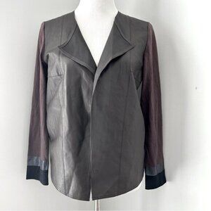 Luisa Cerano Leather and Silk Cardigan